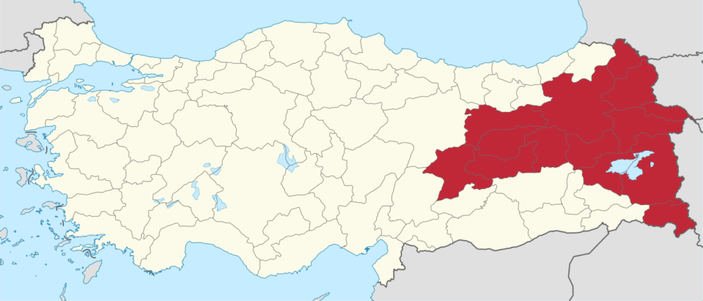 Doğu Anadolu Bölgesi Türkiye Haritası