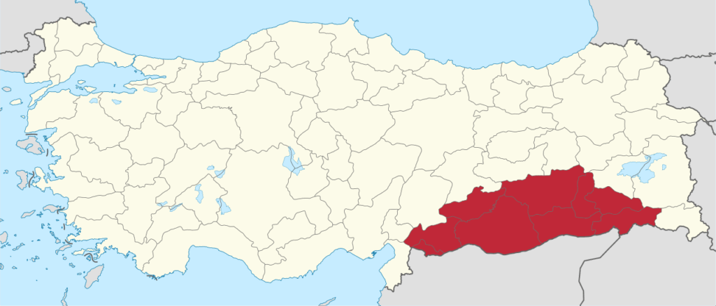 Güneydoğu Anadolu Bölgesi Türkiye Haritası