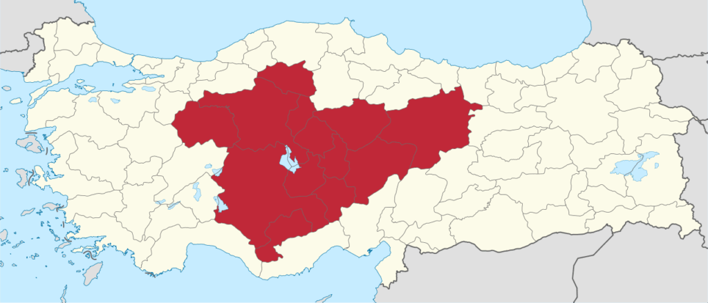 İç Anadolu Bölgesi Türkiye Haritası
